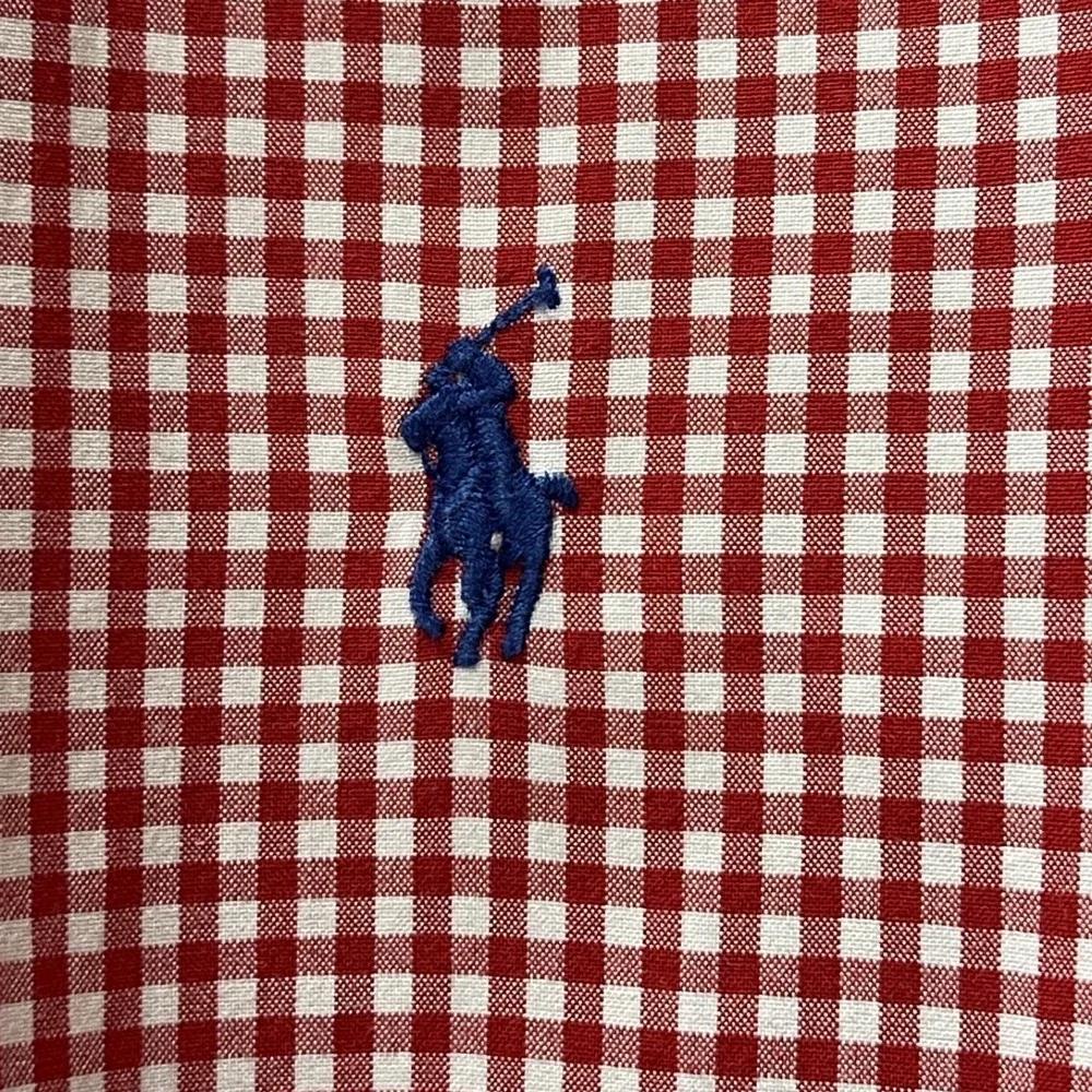 Vintage Polo Ralph Lauren Men's 16 32/33 Classic Fit Shirt Red Gingham Blue Pony